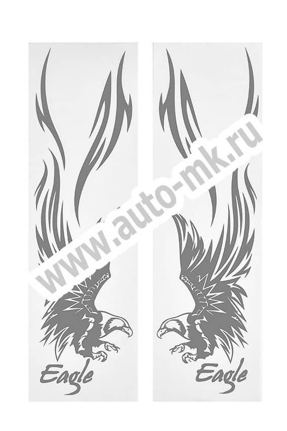 Наклейка уголок  Орел  нар внутр 40 32 серебро к-т. Арт. 14314
