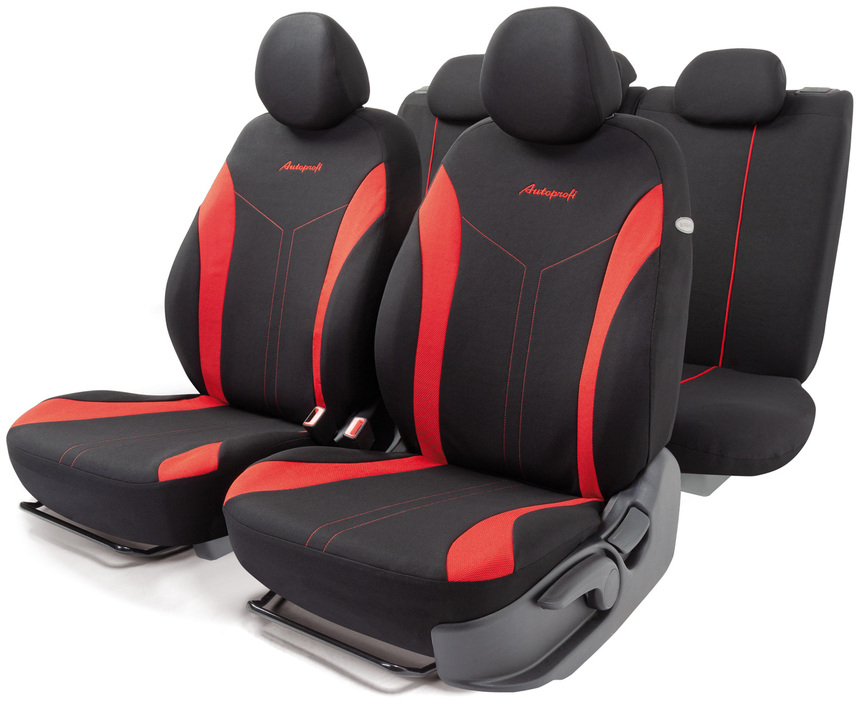 Авточехлы FLEX, материал износостойкий полиэстер, вставки из хлопка, FLX-1102 BK RD (1) Арт. FLX-1102BK RD