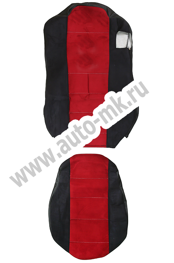 Чехлы эконом КАМАЗ К5 (К73)  черные с красным  (2) Арт. 21450