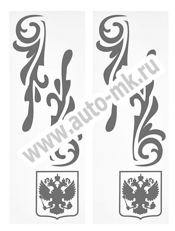 Наклейка уголок  Герб  нар внутр 50 50 серебро к-т. Арт. 14300