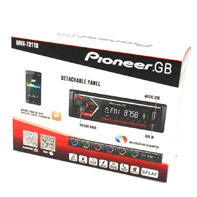 Автомагнитола Pioneer , 1DIN, Bluetooth, USB, AUX, ИК-пульт (3) Арт. MVH-T911B