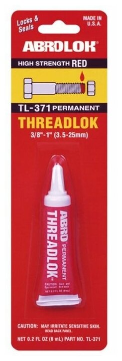 Фиксатор резьбовых соединений красный ABRO-371 6мл (1) Арт. TL-371-R