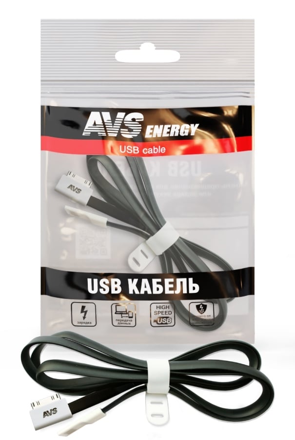 Кабель AVS для iphone 4(1м) IP-441 (плоский) (2) Арт. A78609S