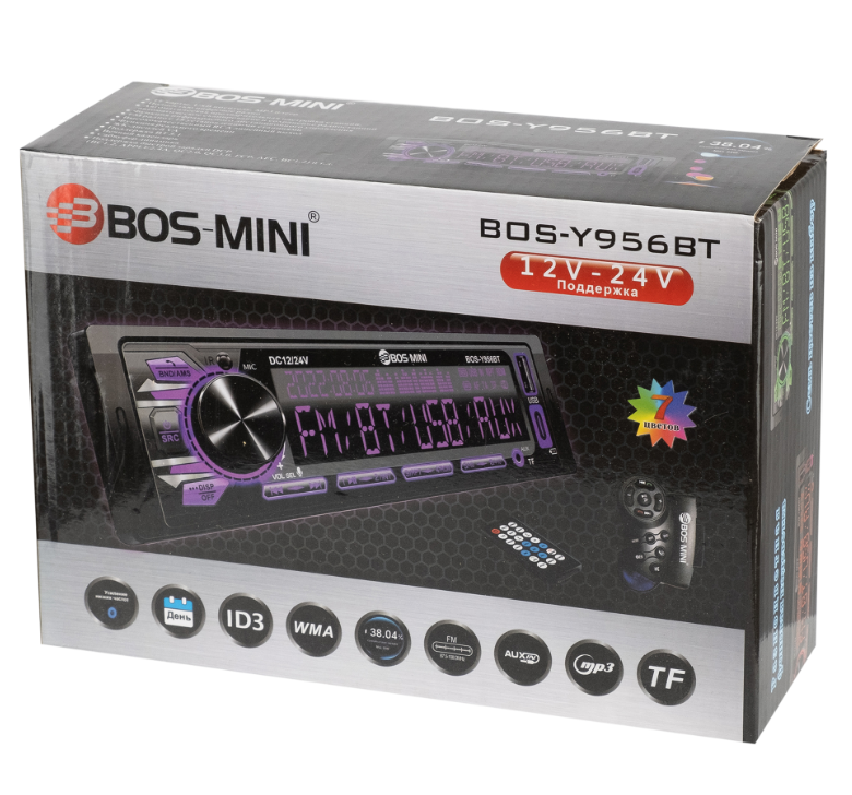 Автомагнитола Bos-Mini  1 DIN 12-24V Bluetooth (2) Арт. Y956BT