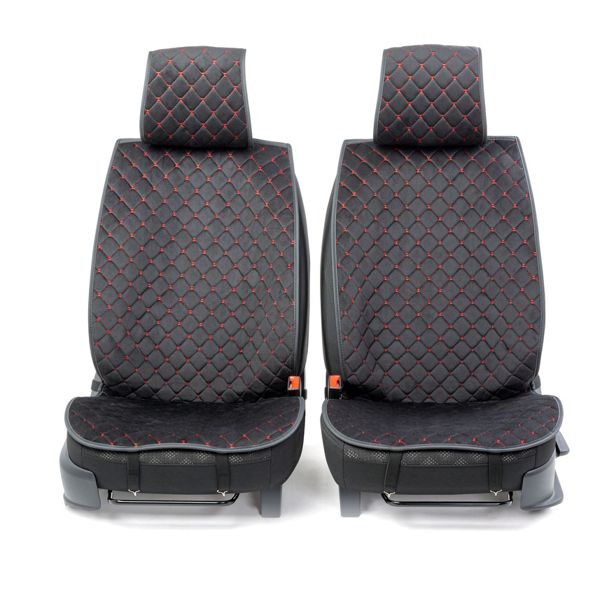 Накидки на передние сиденья  Car Performance , 2 шт., алькантара CUS-1012 BK RD (2) Арт. CUS-1012BK RD