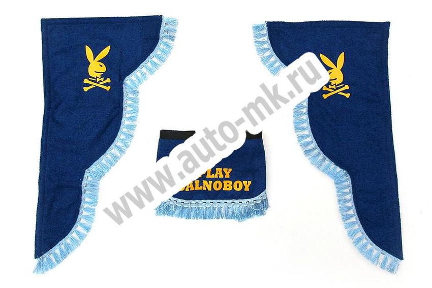 Ламбрекен лобового стекла с углом  PLAY DALNOBOY  синий (1) Арт. 15445