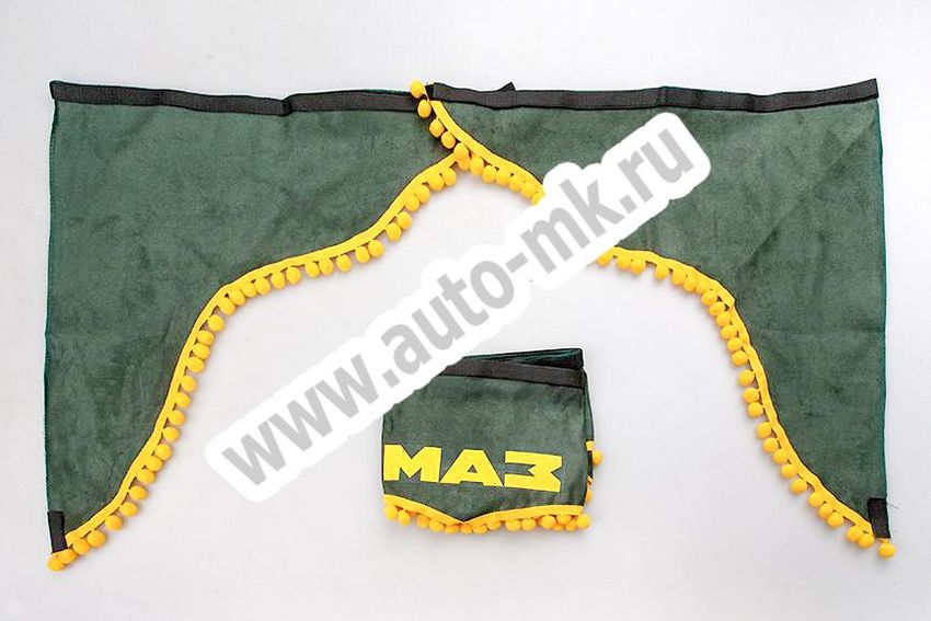 Ламбрекен лобового стекла с углом МАЗ (польская ткань) зеленый (1) Арт. 10806