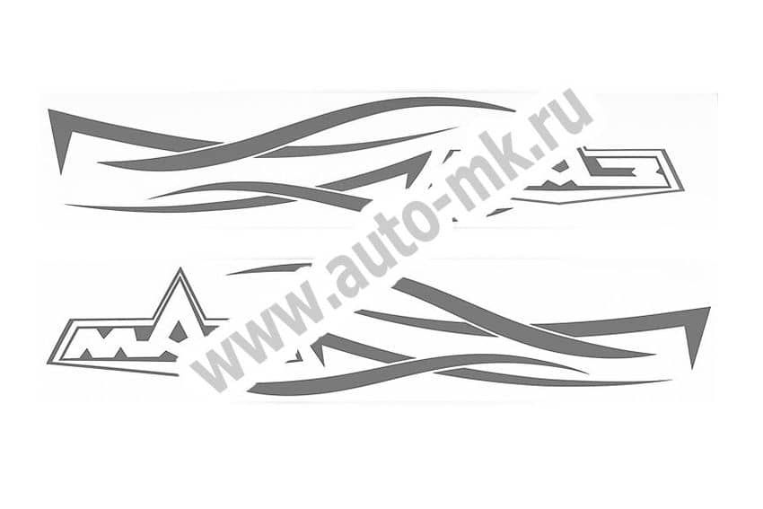 Наклейка уголок  МАЗ  наружная серебро к-т. Арт. 9205