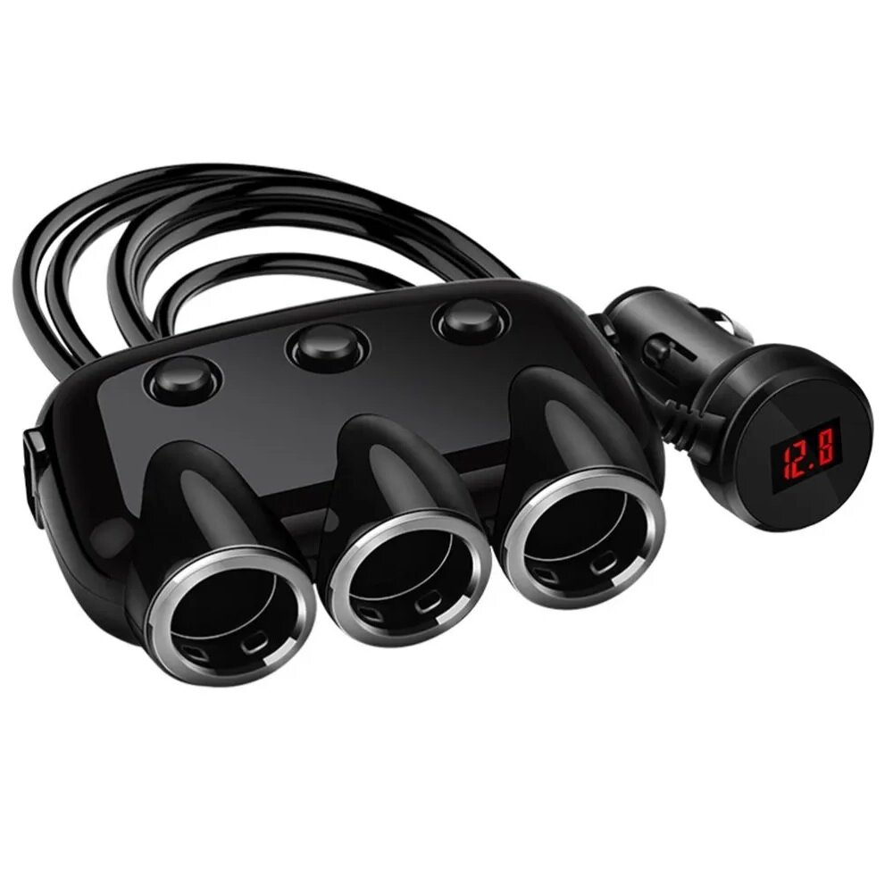 Разветвитель прикуривателя 12 24 3,1A черный, (3 гнезда+2USB) Ealdom CS1 код 49806 Арт. ES-CS1
