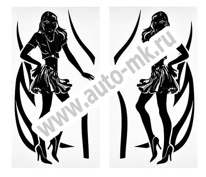 Наклейка уголок  Девушка №2  нар внутр 30 44 черный к-т. Арт. 14307