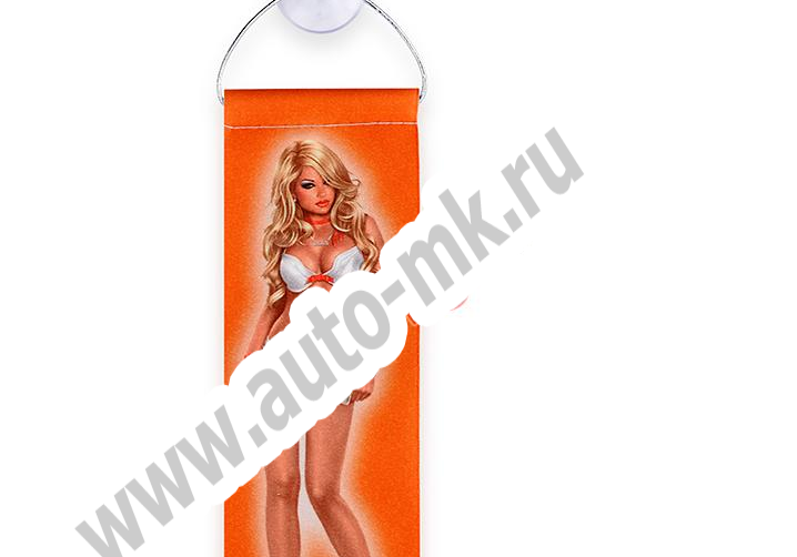Вымпел  RENAULT   и девушка  ( 5,5х20см) бахрома оранжевый (2) Арт. 10163