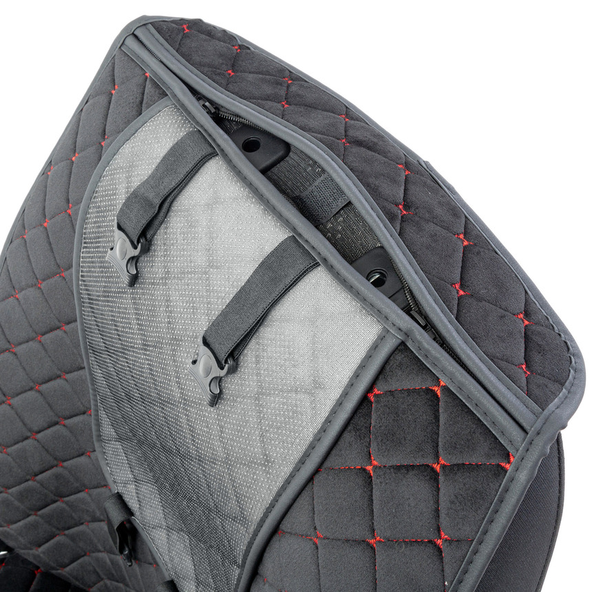 Накидки на передние сиденья  Car Performance , 2 шт., алькантара CUS-1012 BK RD (3) Арт. CUS-1012BK RD