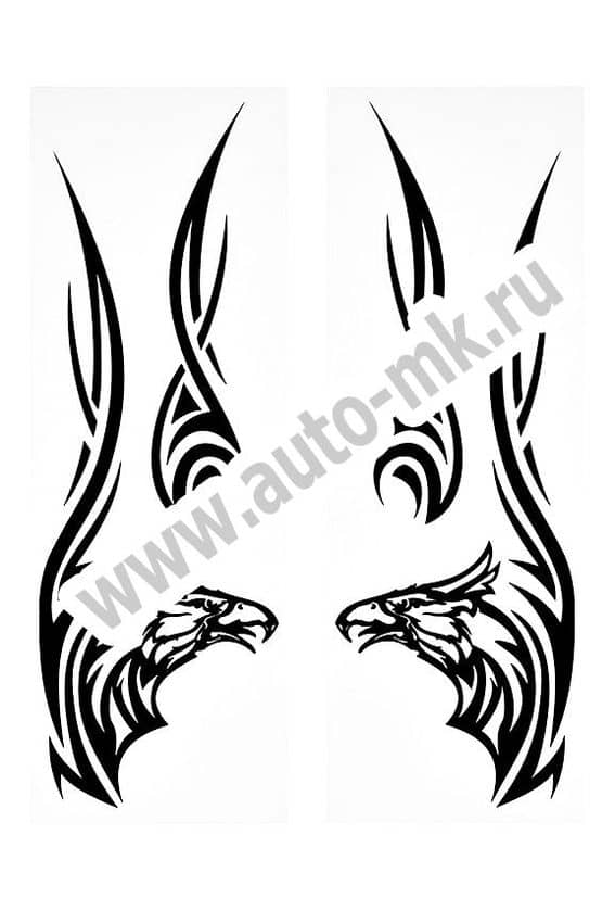 Наклейка уголок  Голова орла  нар внутр 42 30 черный к-т. Арт. 14303