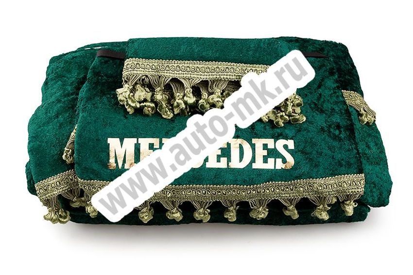 Шторы комплект MERCEDES (шторы лобов.+ спальник, ламбрекен лобов. + спальника) зеленые (1) Арт. 9375