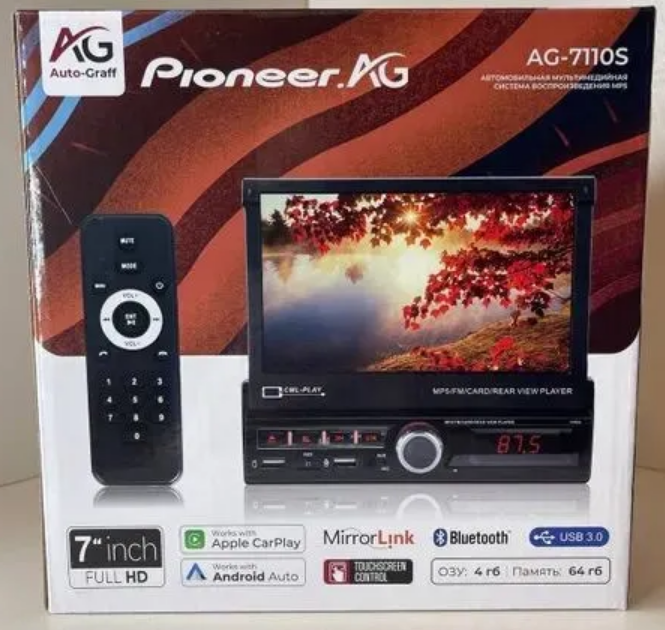 Автомагнитола , 4 64GB Bluetooth CarPlay Android Auto с крутилкой с пультом (1) Арт. AG-7110s