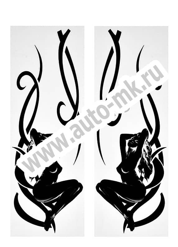 Наклейка уголок  Девушка №1  нар внутр 50 50 черный к-т. Арт. 14305