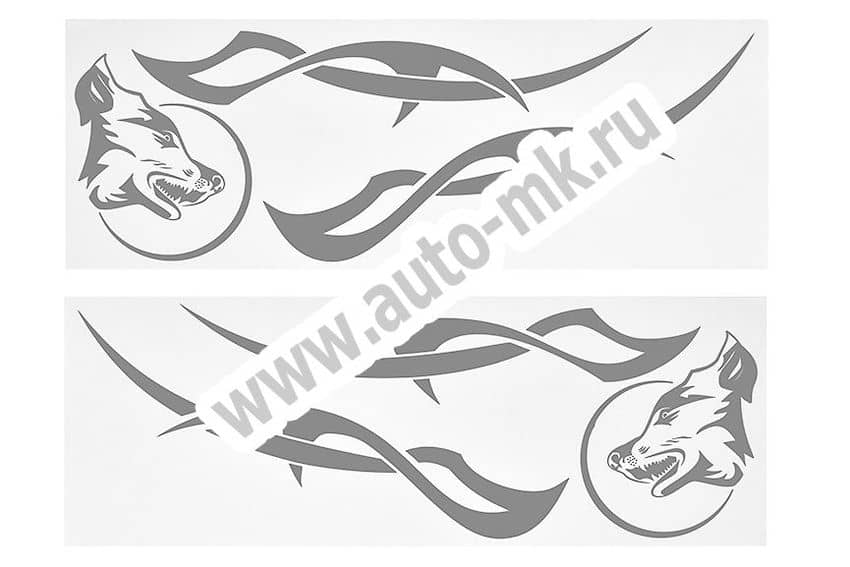 Наклейка уголок  Волк №2  нар внутр 40 42 серебро к-т. Арт. 14296