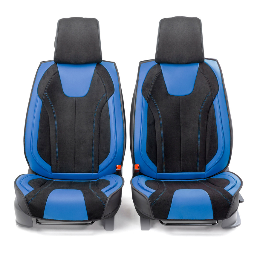 Каркасные 3D накидки на передние сиденья  Car Performance , 2 шт., экокожа алькантара CUS-3034 BK BL (2) Арт. CUS-3034BK BL