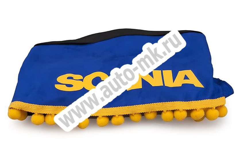 Ламбрекен лобового стекла с углом Scania (польская ткань) синий (1) Арт. 9509