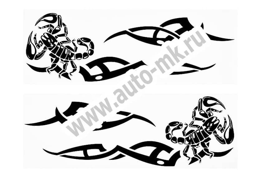 Наклейка уголок  Скорпион №2  нар внутр 40 32 черный к-т. Арт. 14322