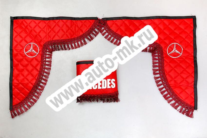 Ламбрекен лобового стекла с углом MERCEDES эко-кожа (красный) (1) Арт. 19936