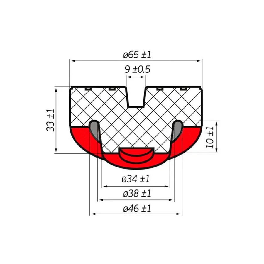 Опора резиновая для подкатного домкрата AVS RFJ-38S (D-65 38мм, H-33 мм) (4) Арт. A85271S