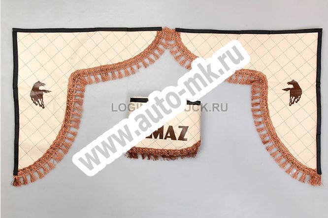 Ламбрекен лобового стекла с углом КАМАЗ эко-кожа (бежевый) (1) Арт. 19951