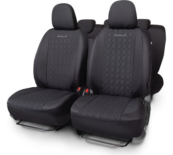 Авточехлы VERONA, материал лён мелкого плетения с контрастной прострочкой, VER-1505 BK BK (2) Арт. VER-1505BK BK