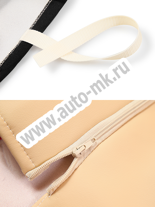 Чехлы эконом КАМАЗ К5 (К73)  бежевая кожа, черная антара (4) Арт. 21449