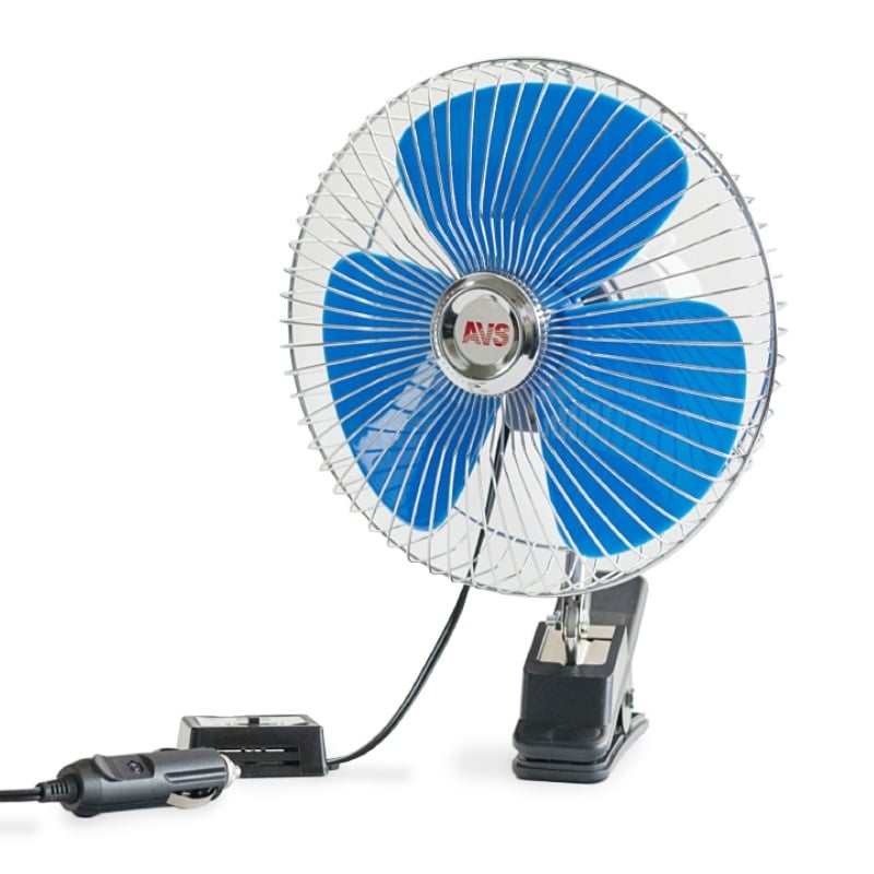 Вентилятор автомобильный AVS Comfort 8043 12В 6  (корпус  металл, переключатель, цвет  серебристый) (2) Арт. 43466