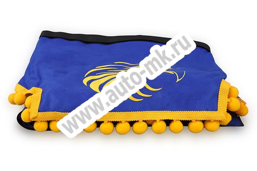 Ламбрекен лобового стекла с углом ОРЕЛ (польская ткань) синий (1) Арт. 10711