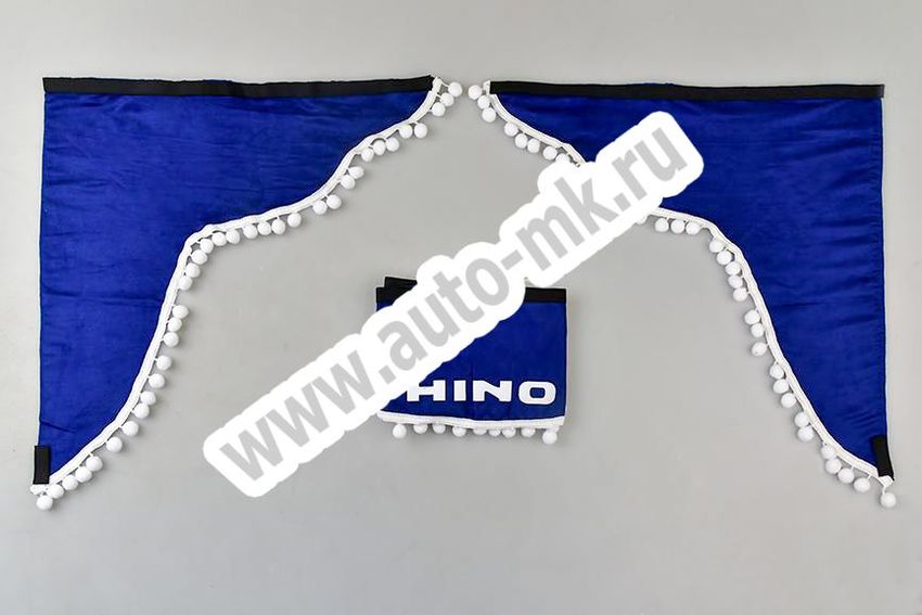 Ламбрекен лобового стекла с углом HINO (польская ткань) синий (1) Арт. 13474