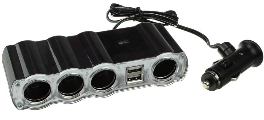 Разветвитель прикуривателя 12 24 (на 4 выхода+USB) WF-4008 четвертник (1) Арт. 39175