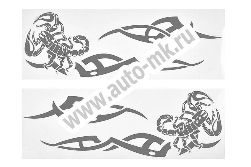 Наклейка уголок  Скорпион №2  нар внутр 40 32 серебро к-т. Арт. 14321