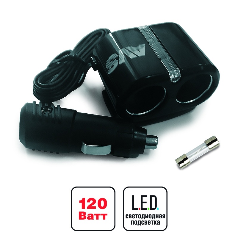 Разветвитель прикуривателя AVS 12 24 (на 2 выхода) CS204 (2) Арт. 43227