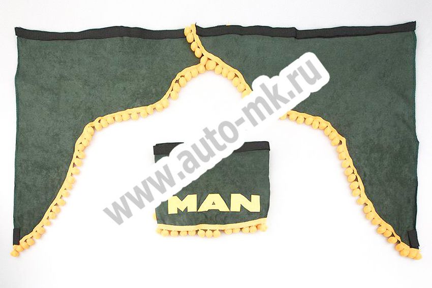 Ламбрекен лобового стекла с углом MAN (польская ткань) зеленый (1) Арт. 10792