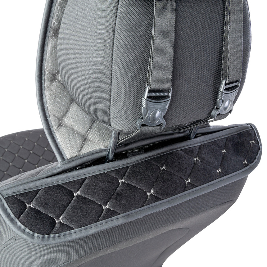 Накидки на передние сиденья  Car Performance , 2 шт., алькантара CUS-1012 BK GY (4) Арт. CUS-1012BK GY