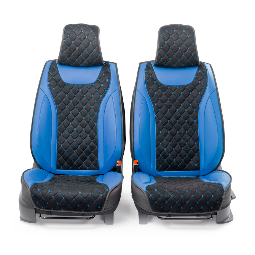 Каркасные 3D накидки на передние сиденья  Car Performance , 2 шт., экокожа алькантара CUS-3044 BK BL (2) Арт. CUS-3044BK BL