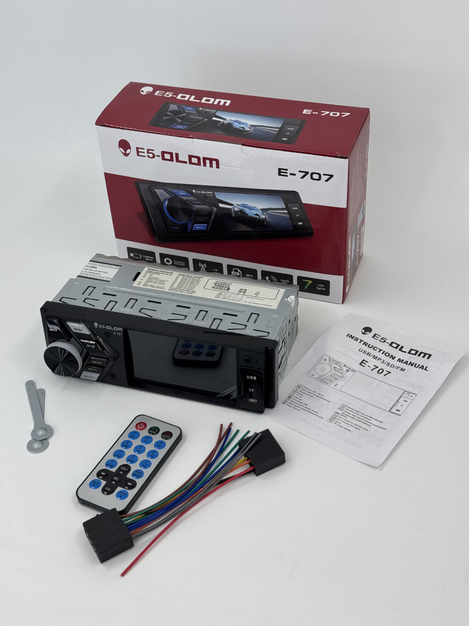 Автомагнитола E5-Olom E-707 c сенсорным экраном 4  дюйма, Bluetooth, Aux, USB, SD слоты (2) Арт. E5-OlomE-707